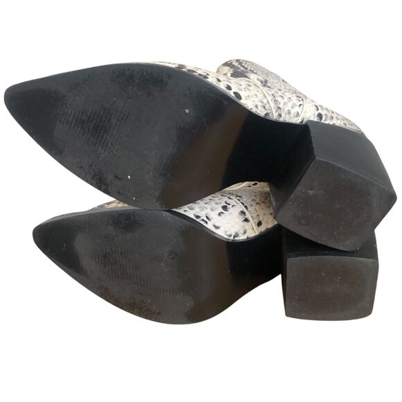 Steve Madden Leather Snakeskin Pointed Silver Toe Ankle Boots Block Heel Sz 5.5 - Picture 5 of 8